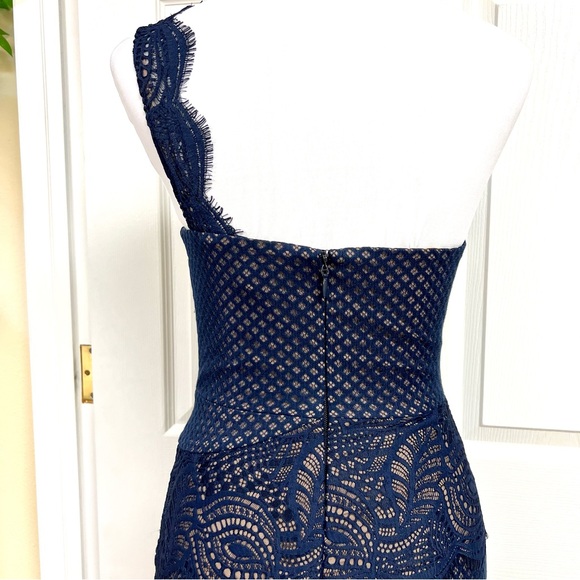 BCBGMAXAZRIA One-shoulder Lace Dress in Blue Lyst asymmetric illusion women’s 2 - Picture 10 of 12